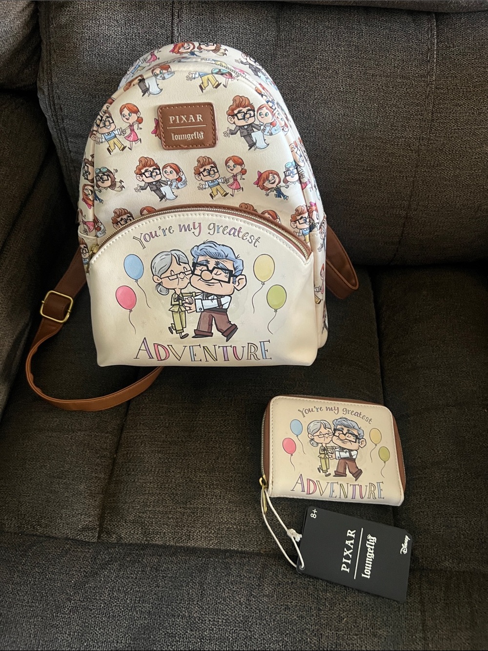 Loungefly Cream Pixar 'You're My Greatest Adventure' Kids Backpack & Wallet Set